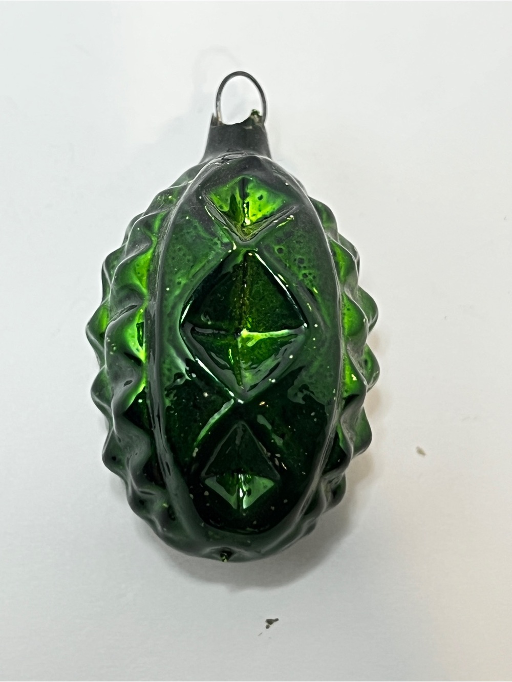 Vintage Mercury Glass Green Christmas Ornament